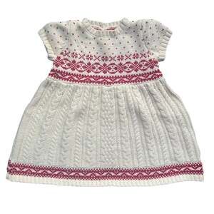 Jingles & Joy Red and White Knit Dress Infant 6 - 9 Months Christmas Holiday